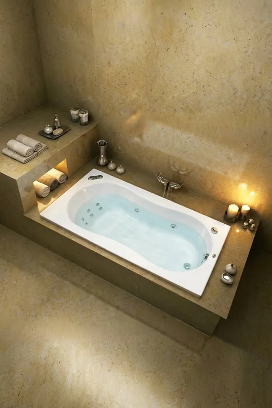 بانيو جاكوزي بتصميم انسيابي 170 × 80 سم