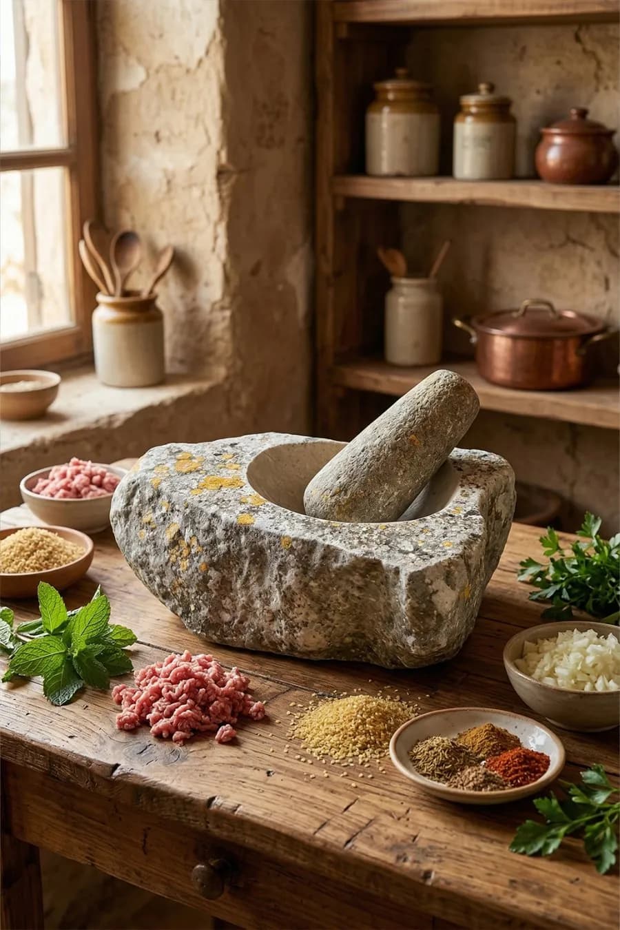 جرن كبة أنتيك حجر طبيعي صغير