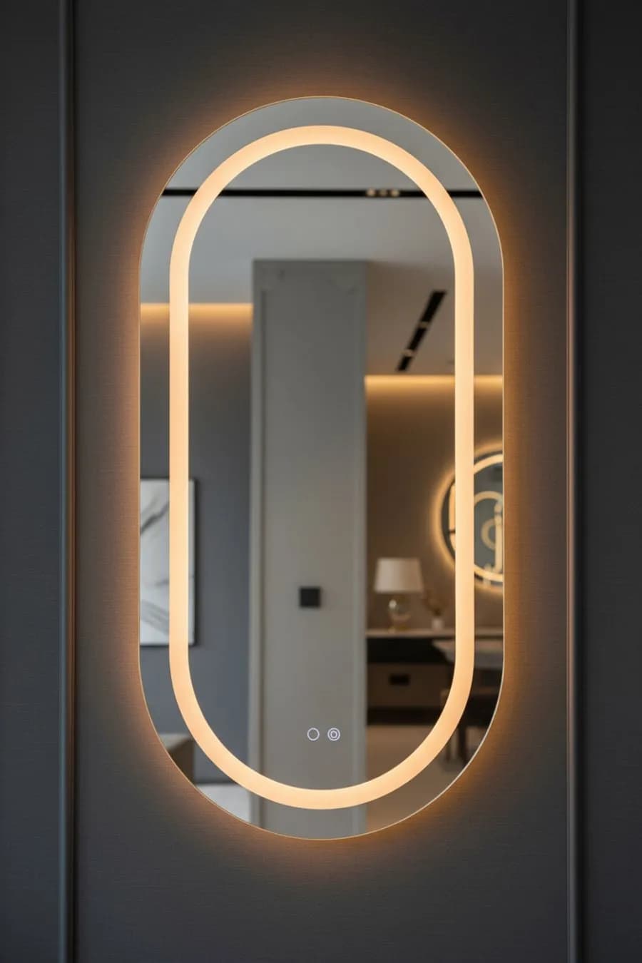 مرآة LED بيضاوية بإضاءة محيطية – موديل M-102