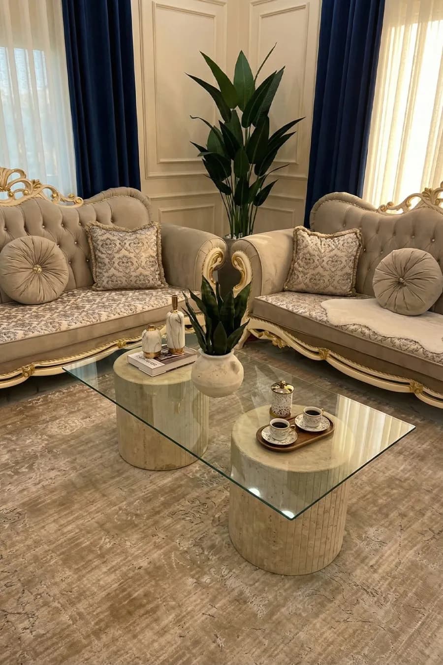 طاولة صالون مستطيلة زجاج